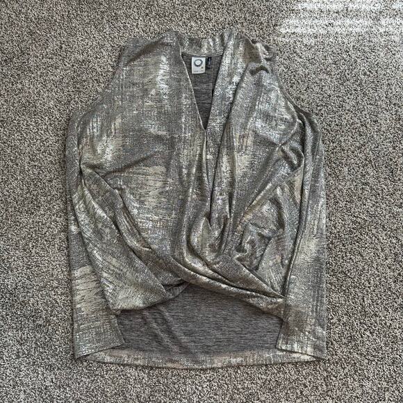 Akemi + Kin Anthropologie silver metallic wrap sleeveless top size S - Picture 6 of 12